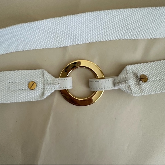 Lauren Ralph Lauren White & Gold Waist Belt Old Money Preppy Nautical Women 35" - Picture 4 of 9